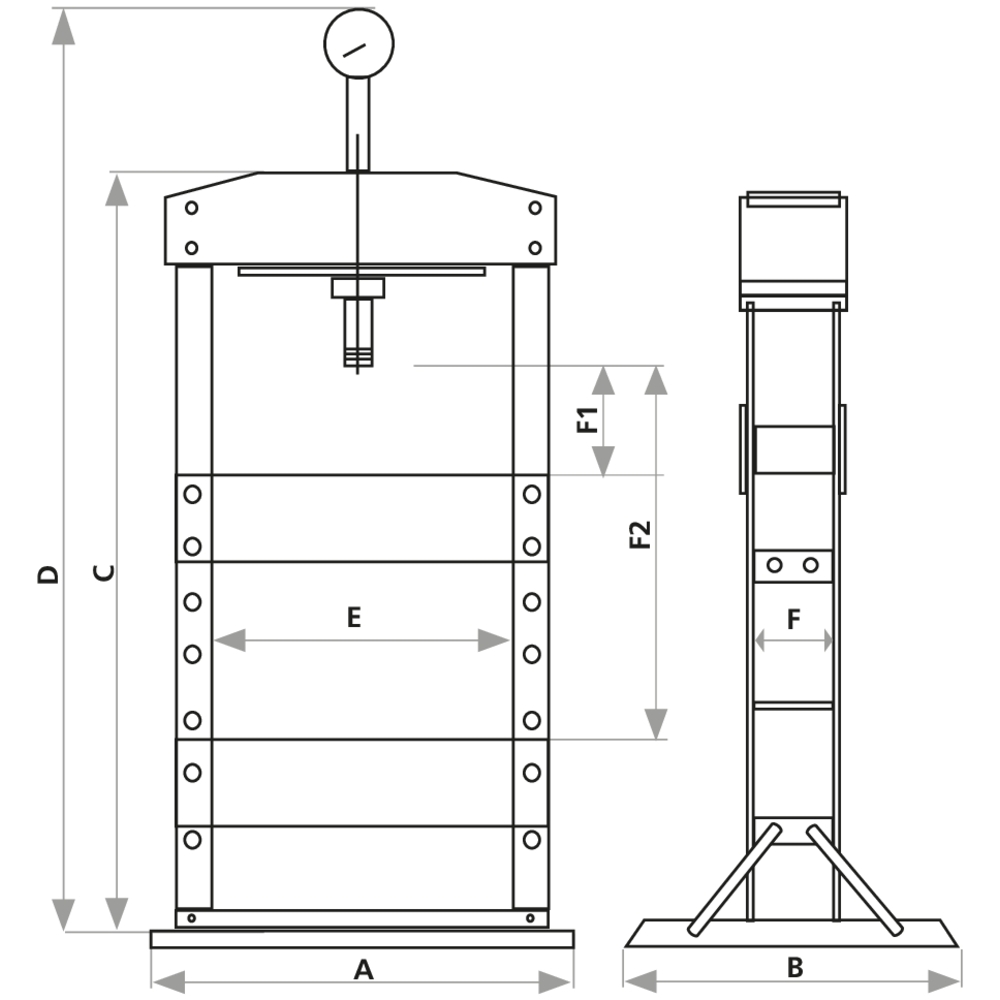 Presse d'atelier d'établi manuelle 10T bati soudé DRAKKAR - 10532
