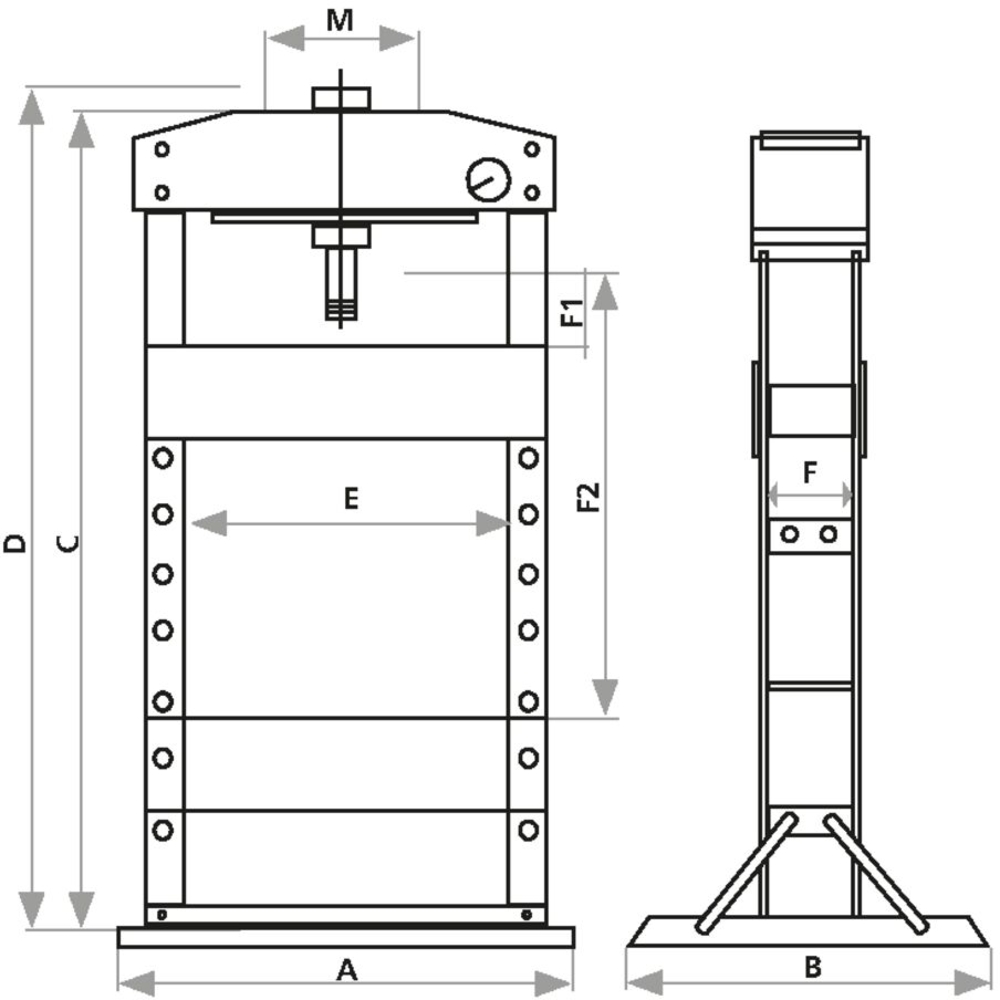 Presse d'atelier manuelle 30T bâti soudé DRAKKAR - 10540