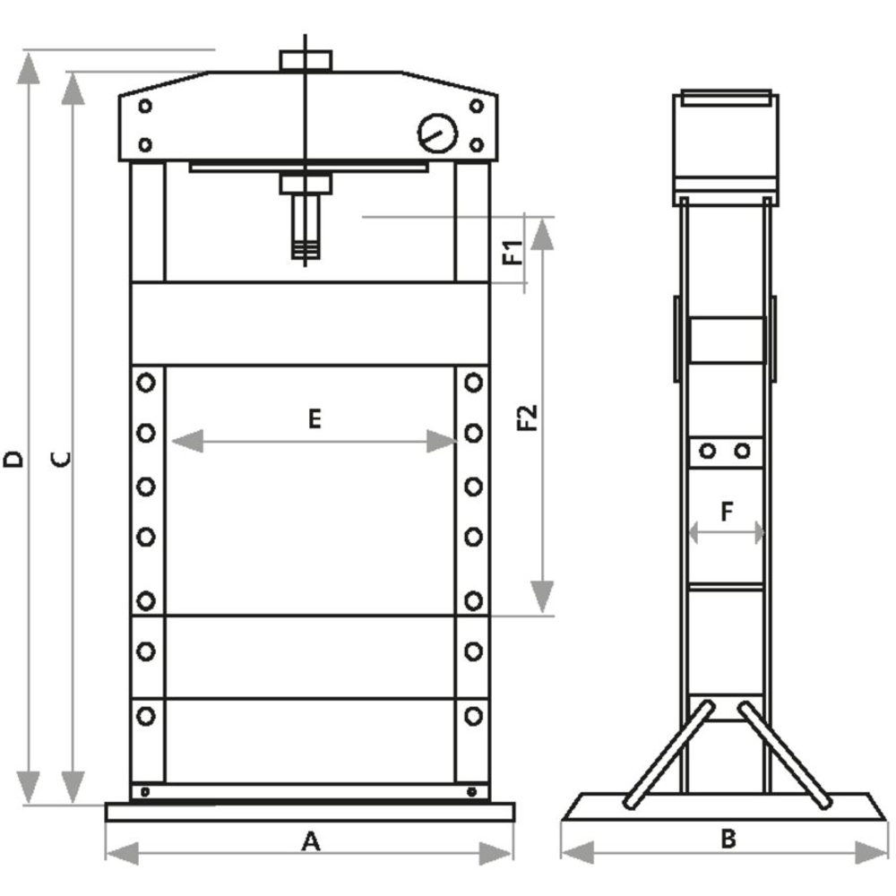Presse d'atelier manuelle et pneumatique 50T bâti soudé DRAKKAR - 10550
