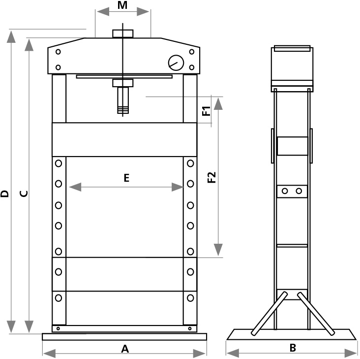 Presse d'atelier manuelle et pneumatique 50t - DRAKKAR - 10550