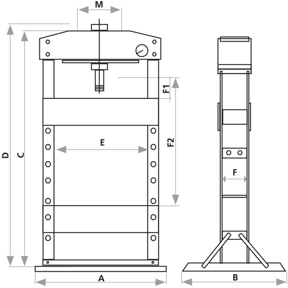 Presse d'atelier manuelle et pneumatique 75T bati soudé DRAKKAR - 10560