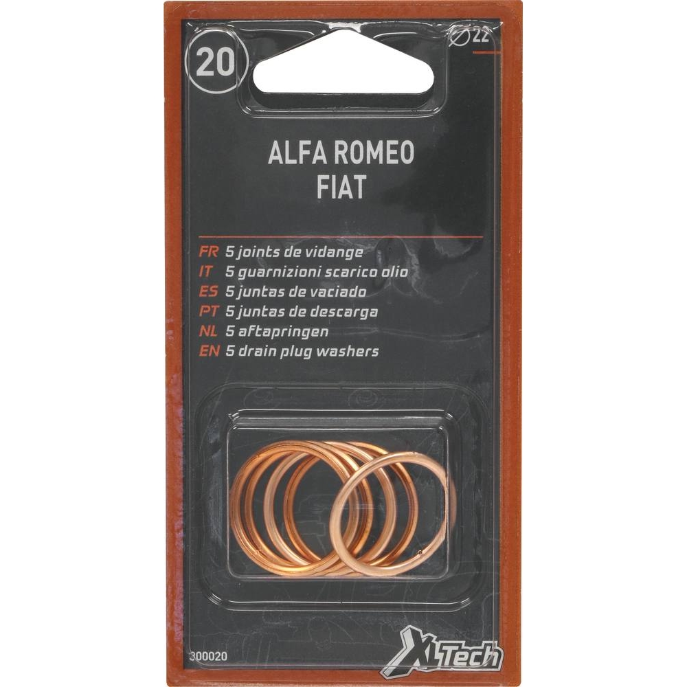 Joint de bouchon de vidange métalloplastique 22mm - de 5 pcs - 10604