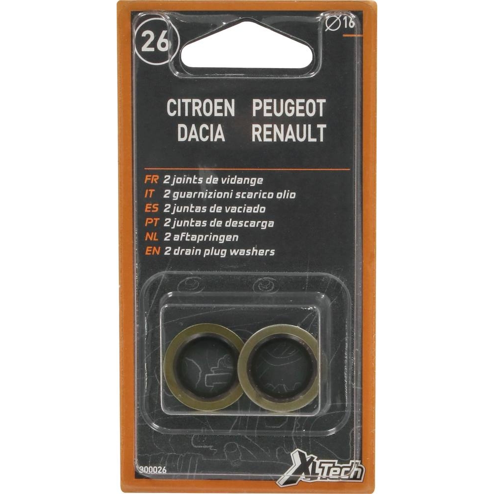 Joint de bouchon de vidange à lèvre caoutchouc 16mm - de 2 pcs - 10608