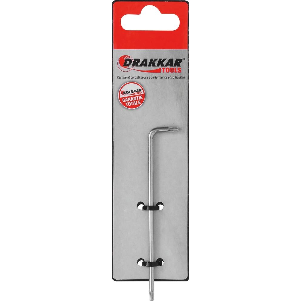 Clé mâle coudée Torx extra longue alésée TT10 - carte DRAKKAR TOOLS - 10631