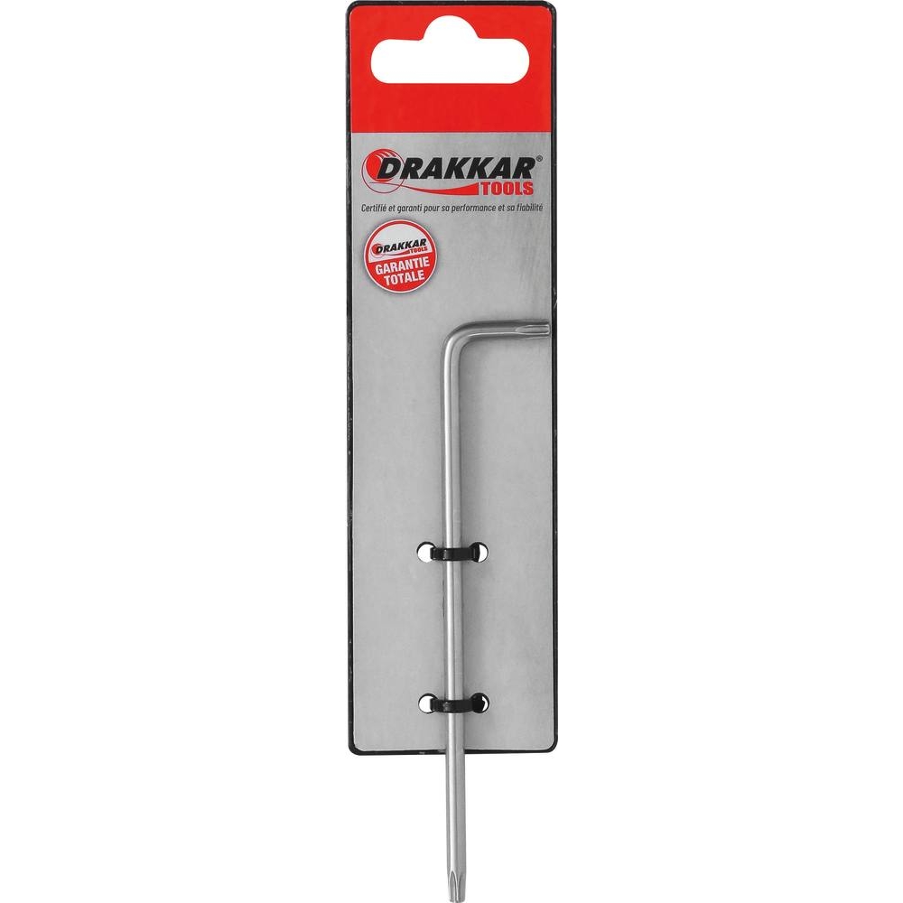 Clé mâle coudée Torx extra longue alésée TT20 - carte DRAKKAR TOOLS - 10639