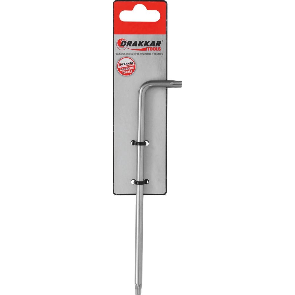 Clé mâle coudée Torx extra longue alésée TT30 - carte DRAKKAR TOOLS - 10645