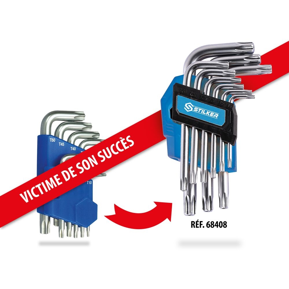 Clés Torx alésées courtes de TT10 à TT50 - étui pivotant de 9 pcs DRAKKAR TOOLS - 10652