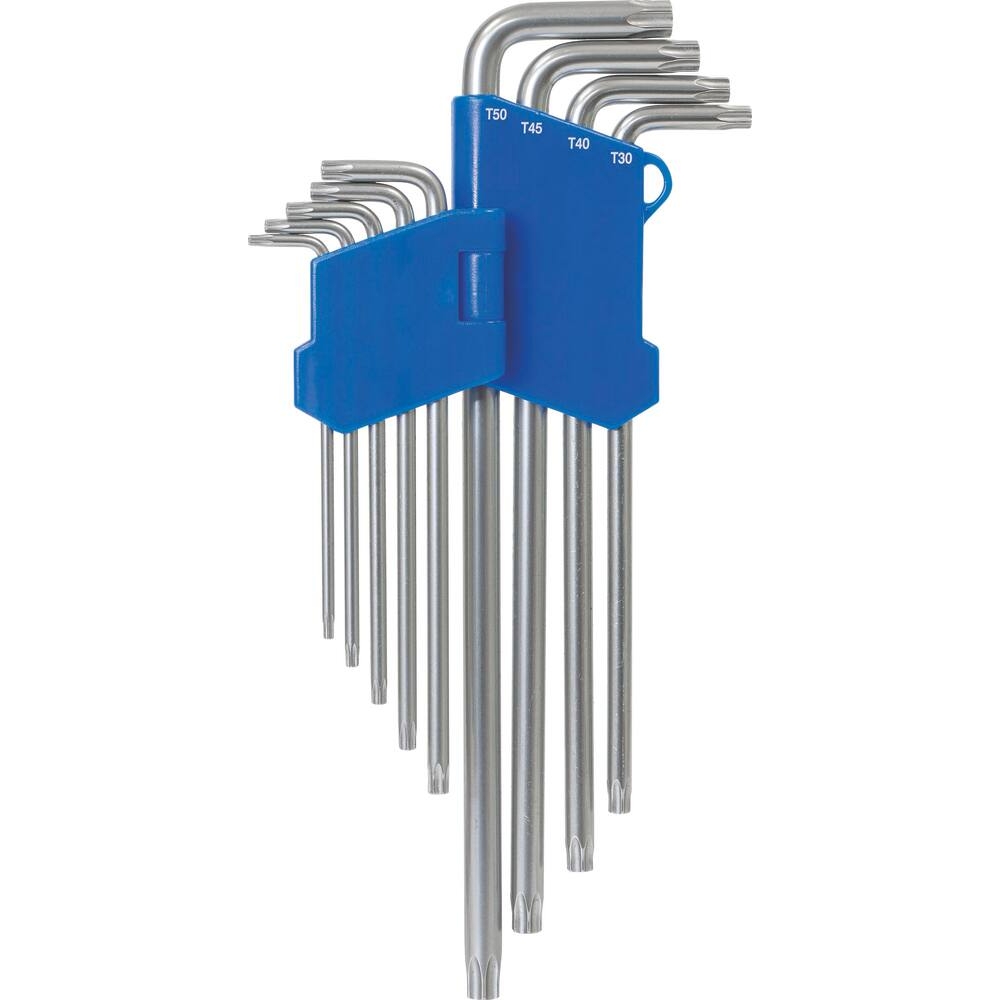 Clé mâle coudée Torx extra longue alésée de T10 à T50 - étui pivotant de 9 pcs DRAKKAR TOOLS - 10666