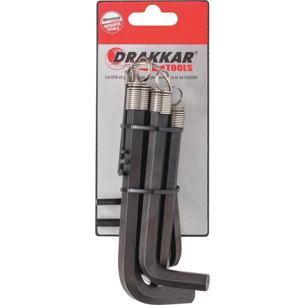 Clés mâles coudées hexagonales de 1,5 à 12mm - anneau de 12 pcs sur carte DRAKKAR TOOLS - 10711
