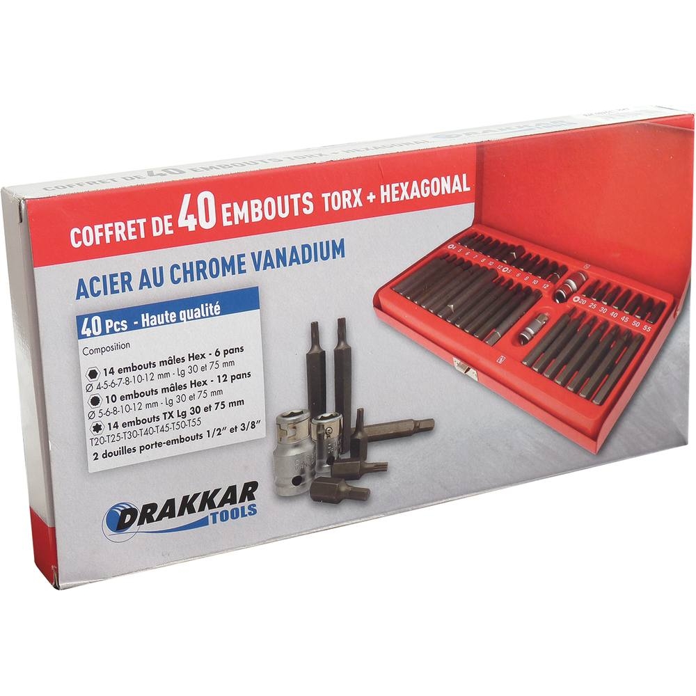 Embout hexagonal 10mm XZN/hexagonal/Torx avec 2 douilles 1/2 et 3/8