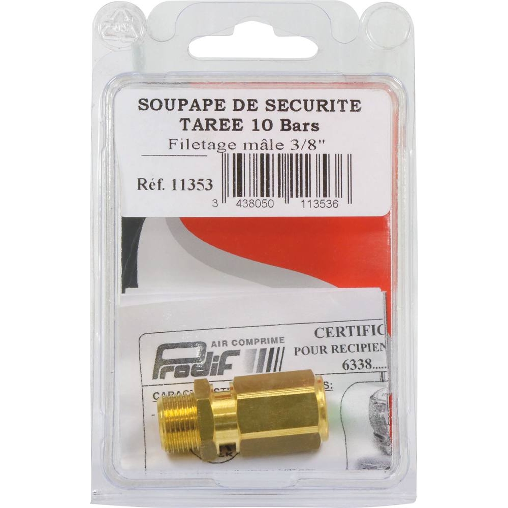 Soupape de sécurité tarée à 11 bar mâle 3/8