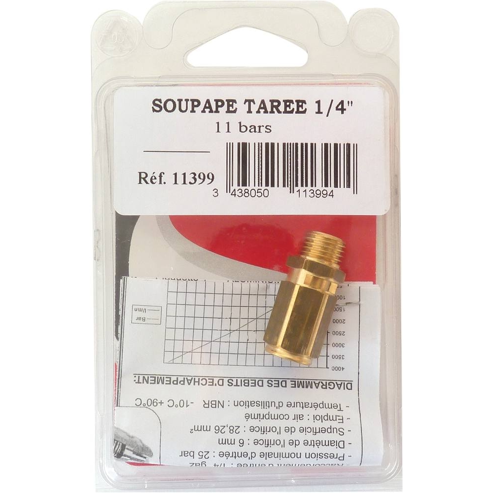 Soupape de sécurité tarée à 11 bar mâle 1/4