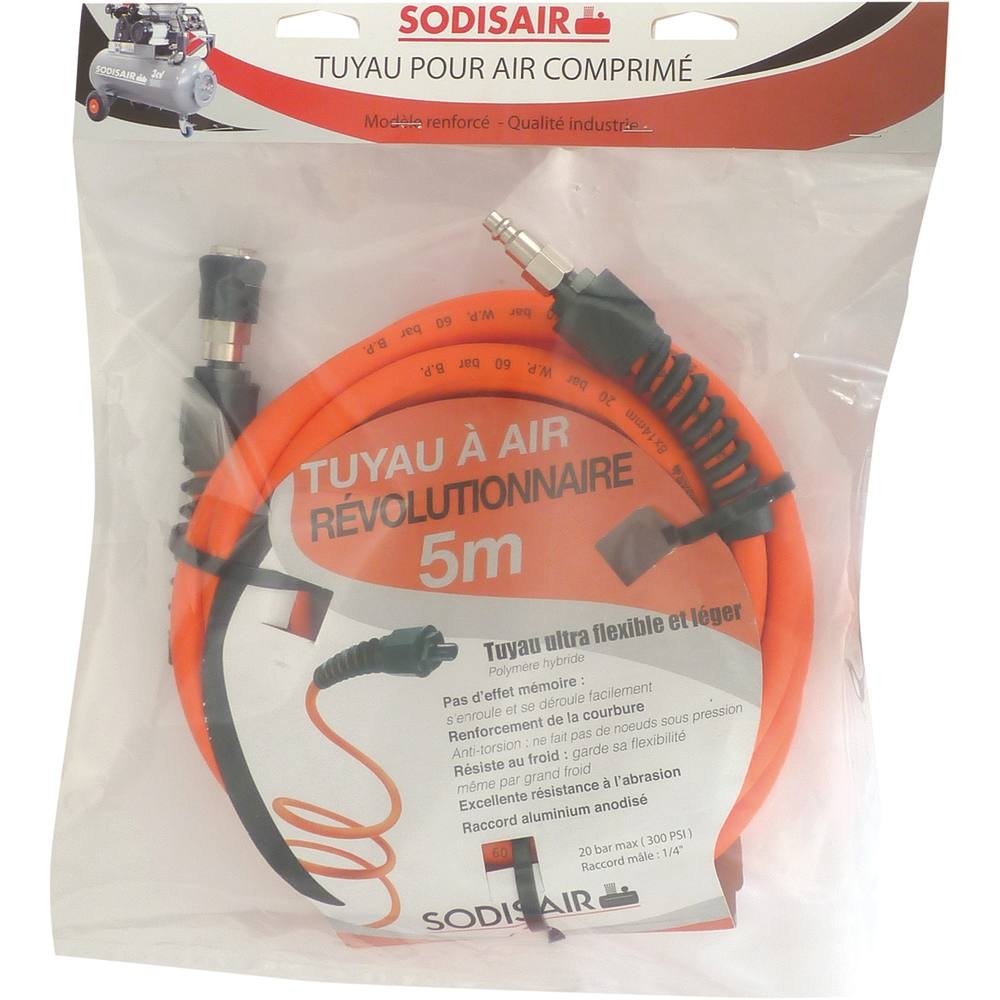 Rallonge tuyau air comprimé ultra flexible avec raccords rapides 8x14mm 5m DRAKKAR - 11587