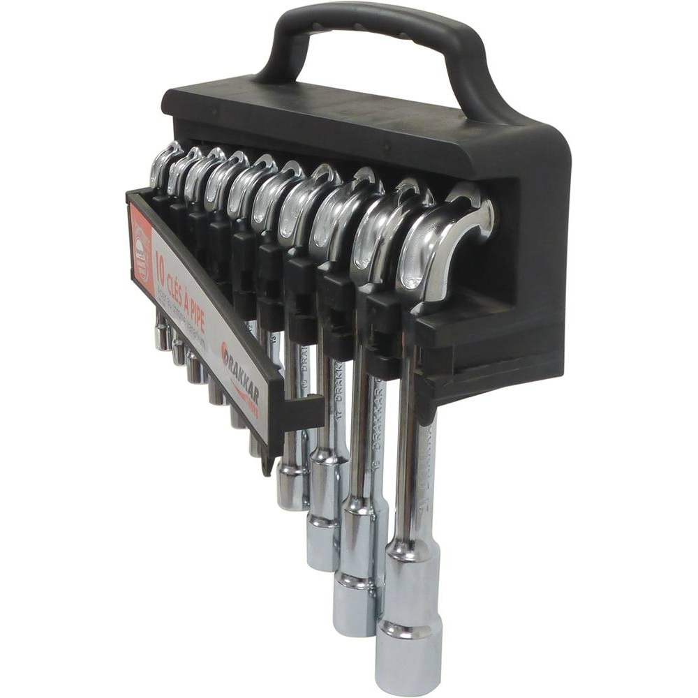 Clés à pipe débouchées 6 pans/6 pans de 8 à 21mm - présentoir de 10 pcs DRAKKAR TOOLS - 12201