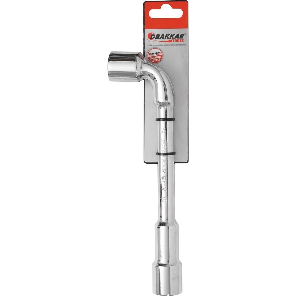 Clé à pipe débouchée 6 pans/6 pans de 19mm - carte DRAKKAR TOOLS - 12229