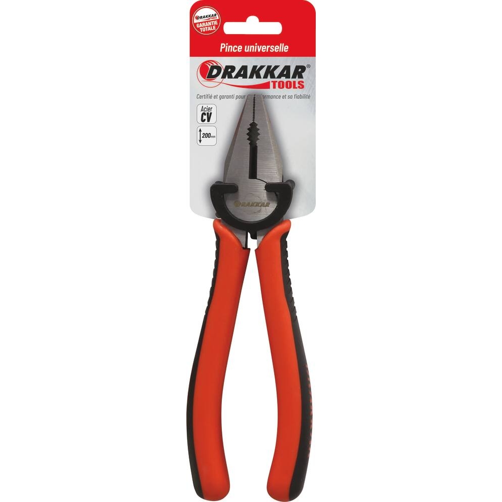 Pince universelle 200mm bi-matière - carte DRAKKAR TOOLS - 12605
