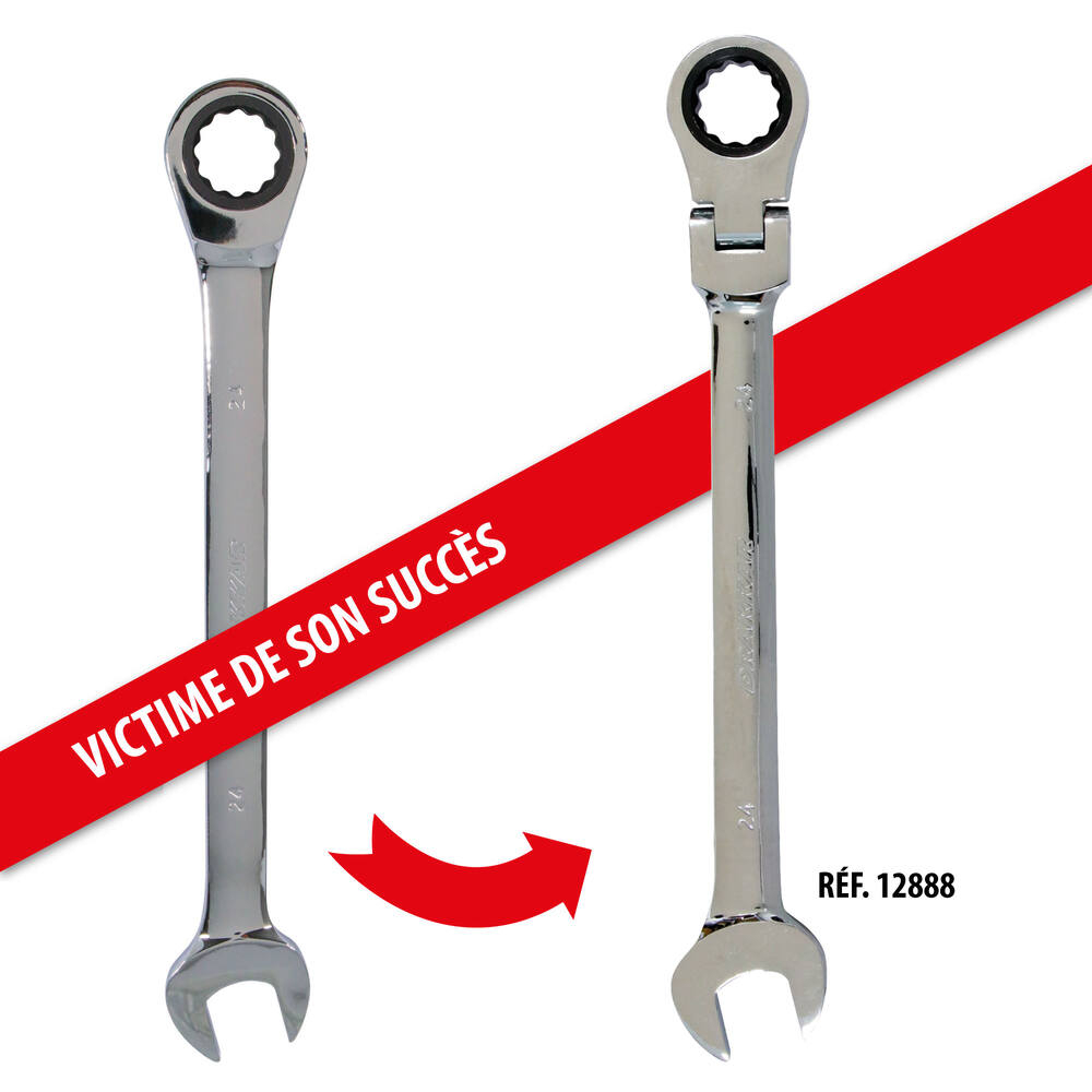 Clé mixte droite à cliquet de 24mm 72 dents DRAKKAR TOOLS - 12627