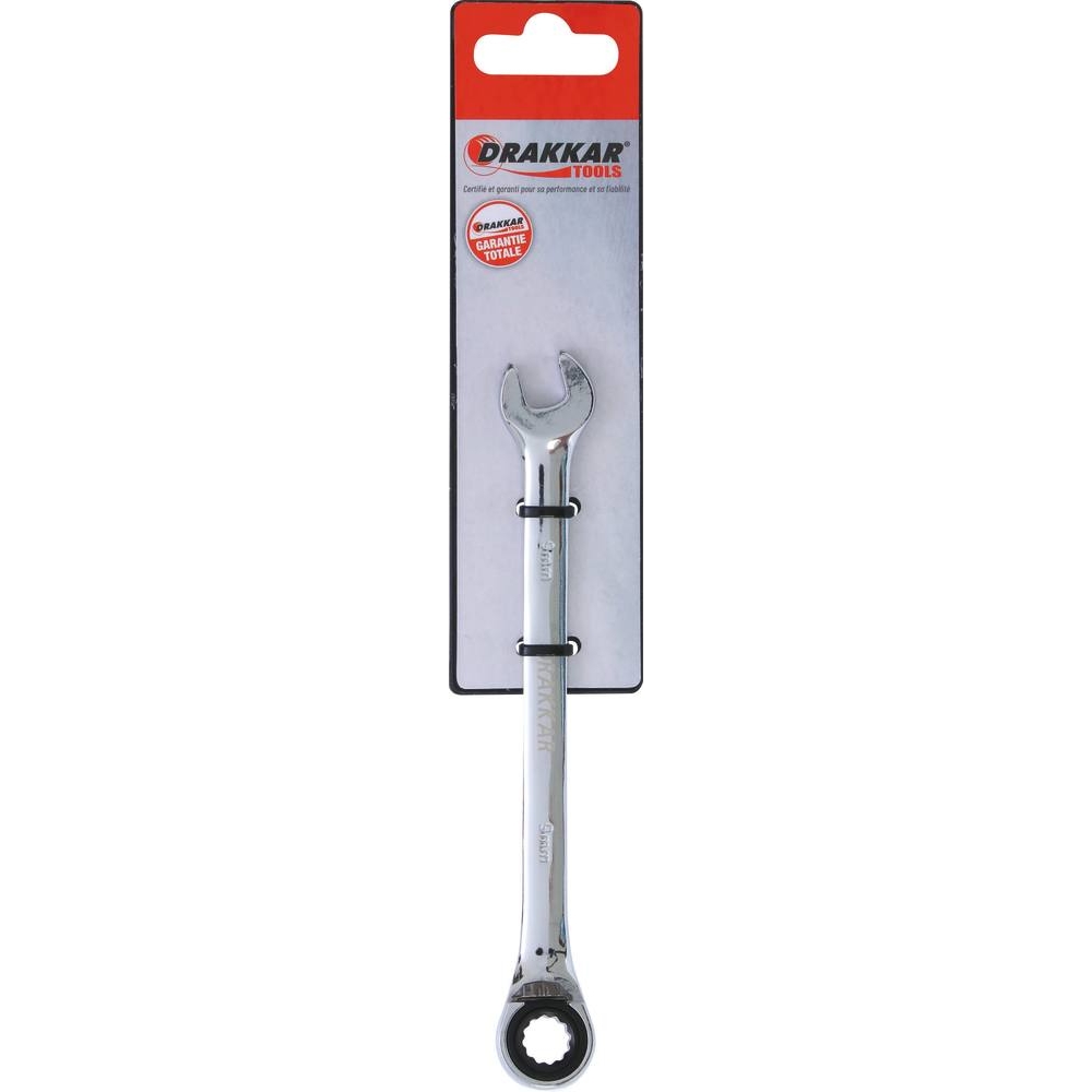 Clé mixte coudée à cliquet de 9mm avec inverseur - carte DRAKKAR TOOLS - 12674