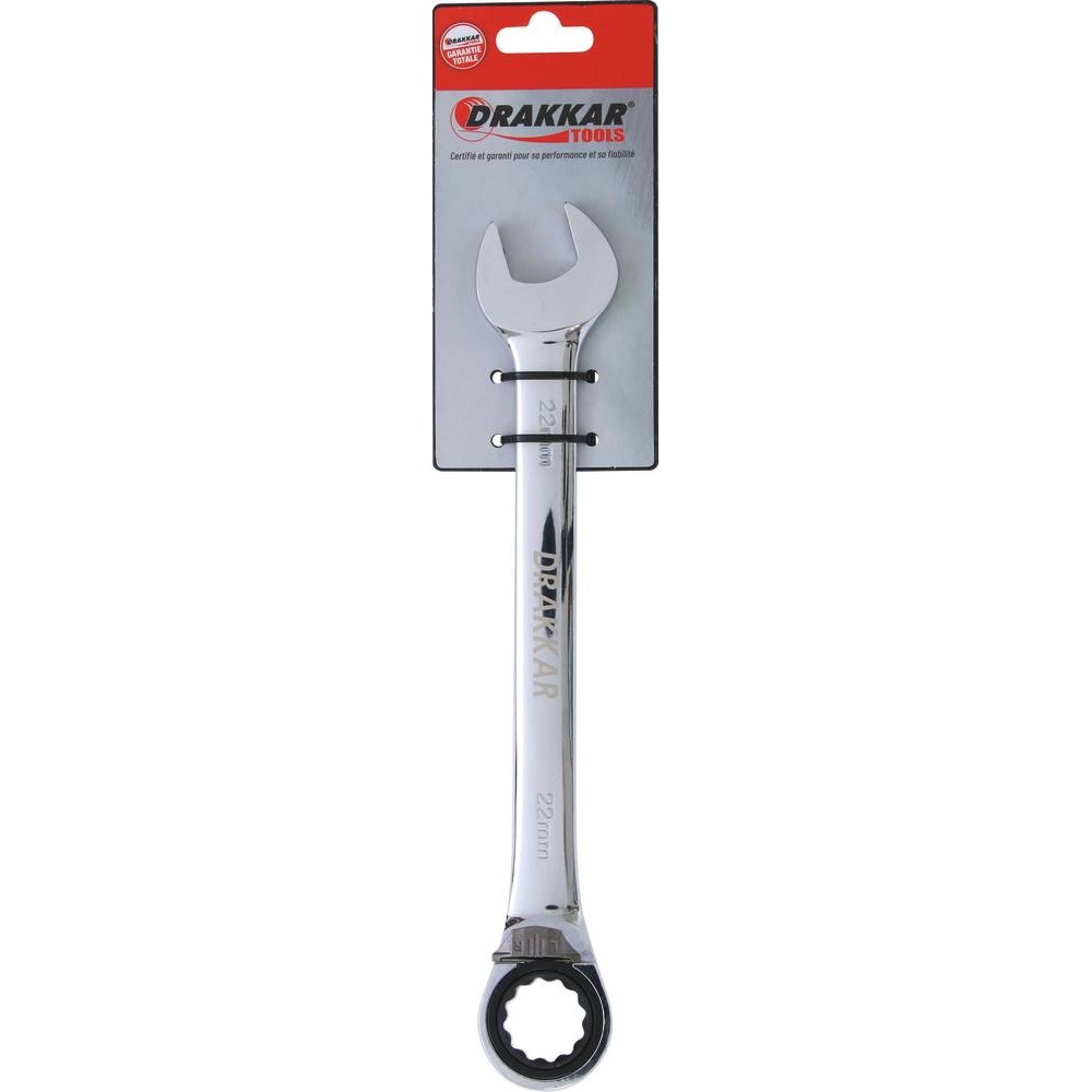 Clé mixte coudée à cliquet de 22mm avec inverseur - carte DRAKKAR TOOLS - 12699