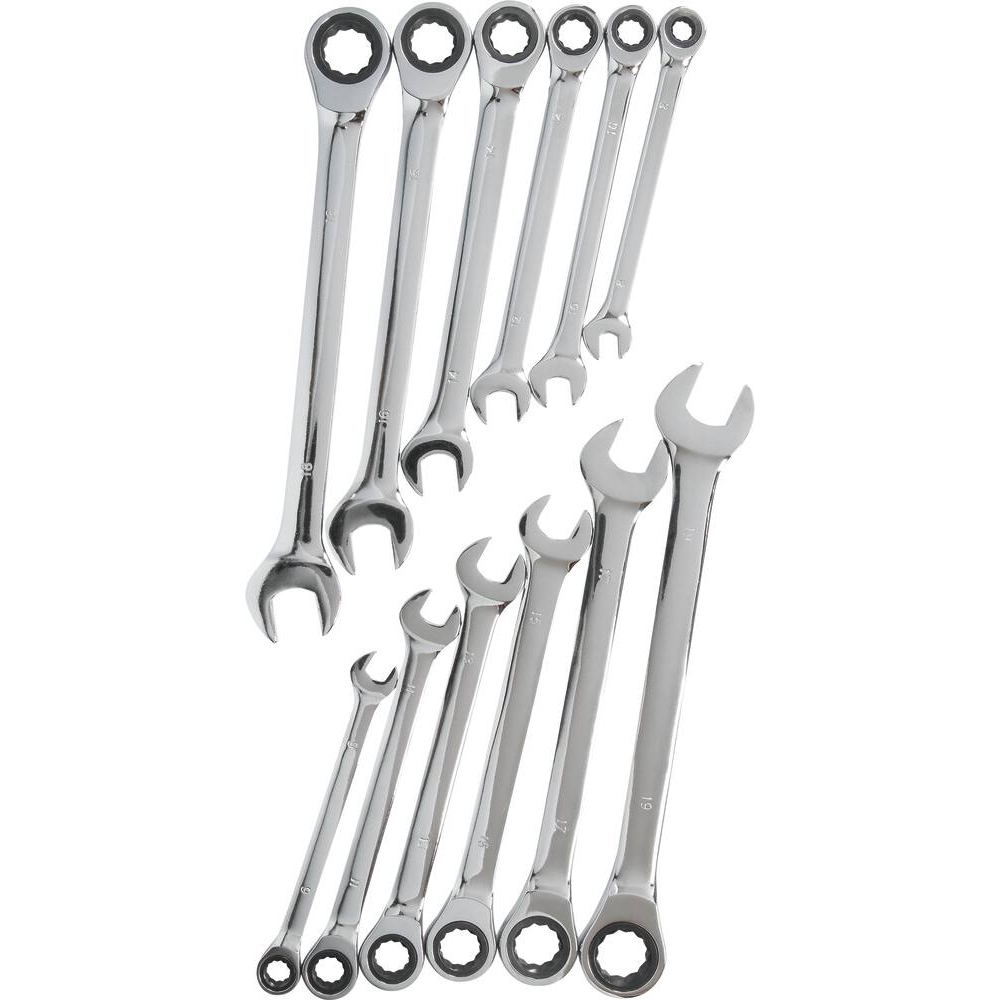 Clés mixtes droites à cliquet de 8 à 19mm 72 dents - mallette de 12 pcs STILKER - 12785