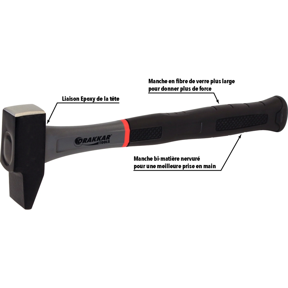 Marteau rivoir 30mm 400g avec manche fibre DRAKKAR TOOLS - 12806