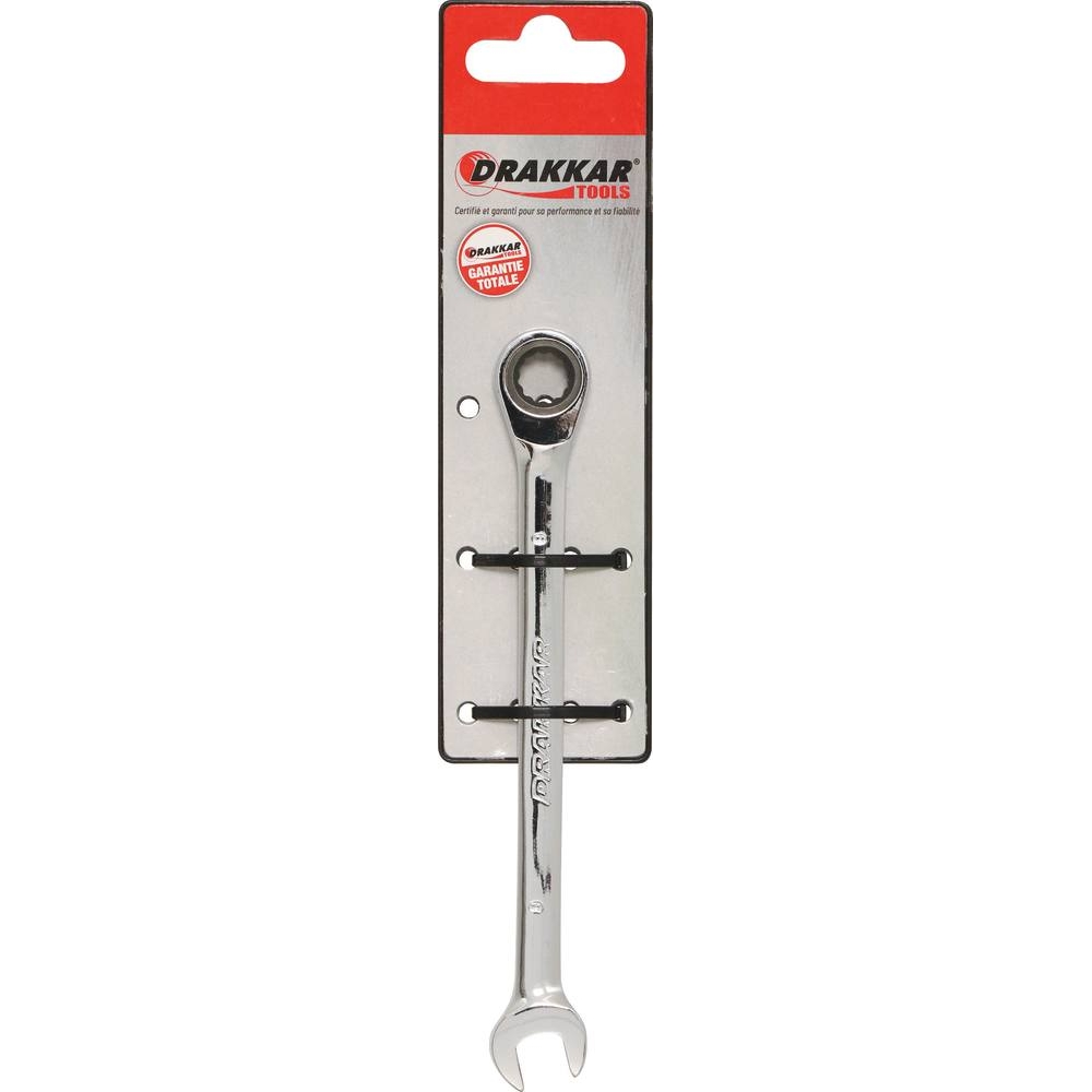 Clé mixte droite à cliquet de 9mm 72 dents - carte DRAKKAR TOOLS - 12823