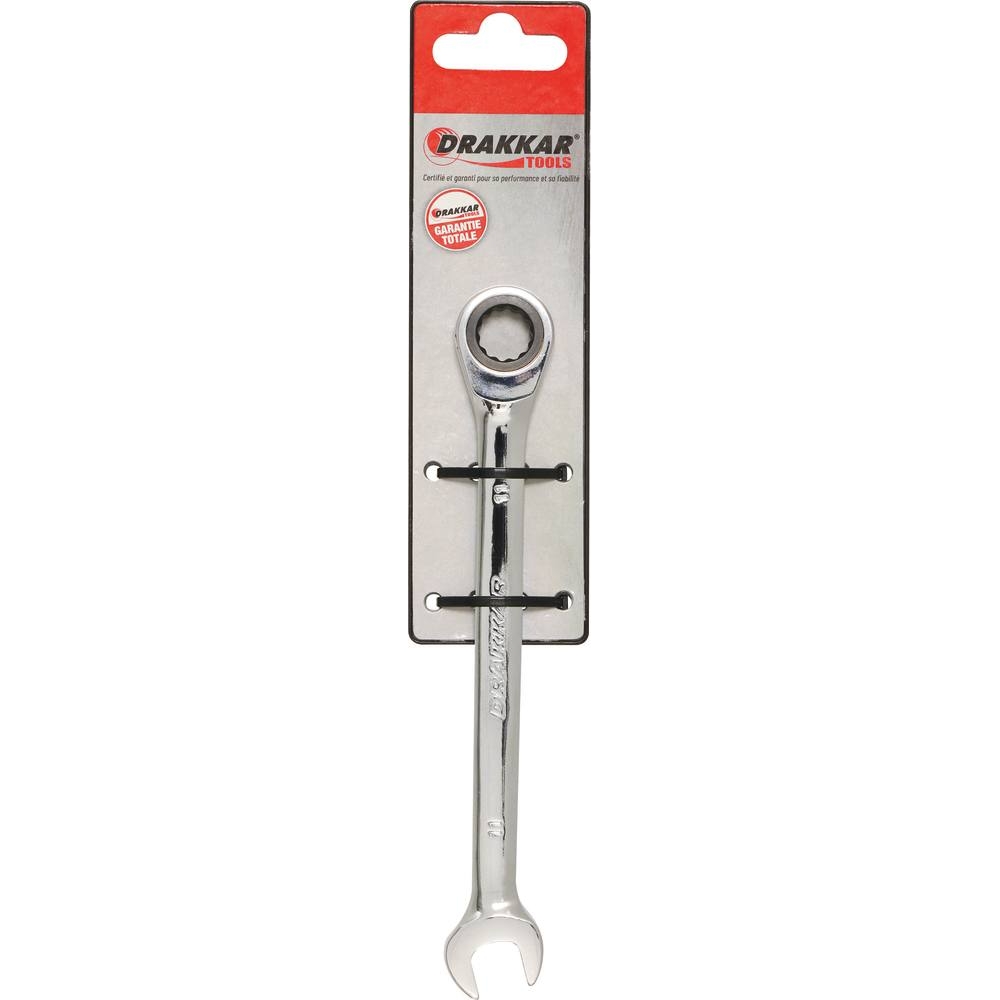 Clé mixte droite à cliquet de 11mm 72 dents - carte DRAKKAR TOOLS - 12824