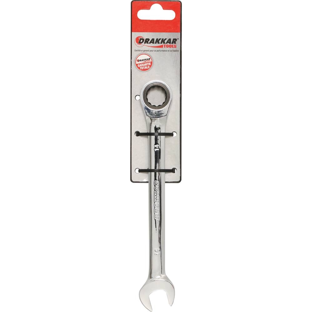 Clé mixte droite à cliquet de 14mm 72 dents - carte DRAKKAR TOOLS - 12826