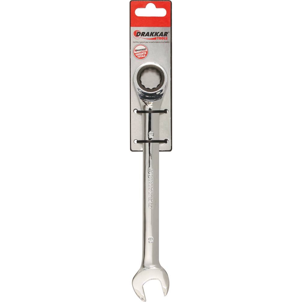 Clé mixte droite à cliquet de 18mm 72 dents - carte DRAKKAR TOOLS - 12829