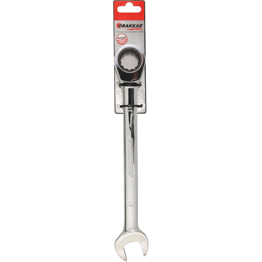 Clé mixte droite à cliquet de 21mm 72 dents - carte DRAKKAR TOOLS - 12830
