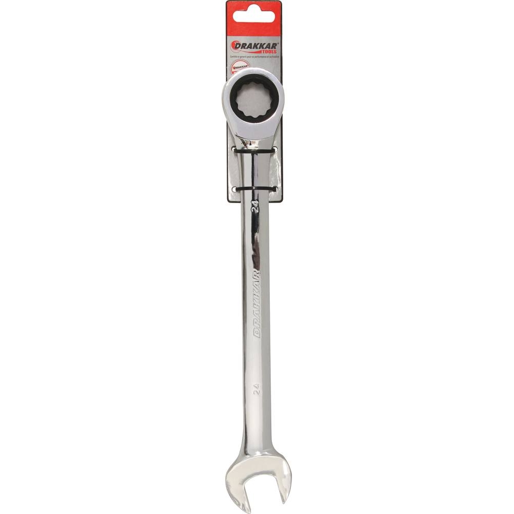 Clé mixte droite à cliquet de 24mm 72 dents - carte DRAKKAR TOOLS - 12832