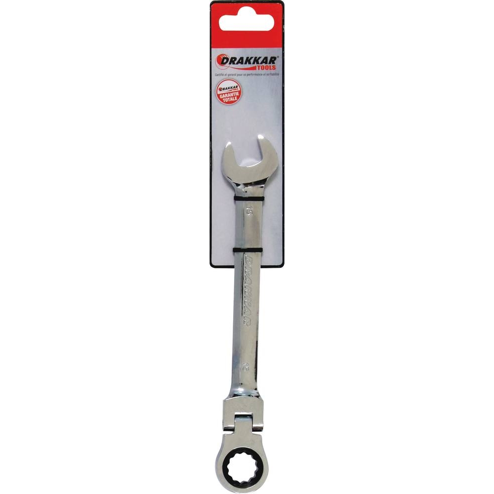 Clé mixte articulée à cliquet de 15mm - carte DRAKKAR TOOLS - 12875