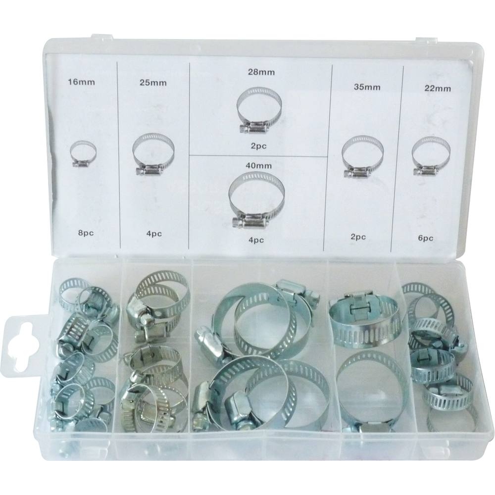 Collier à crémaillère ajouré acier zingué 9mm de 16 à 40mm - coffret de 26 pcs STILKER - 12912