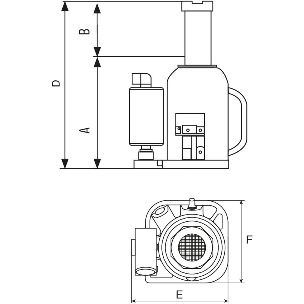 Cric bouteille hydraulique base soudée 32T DRAKKAR - 13125
