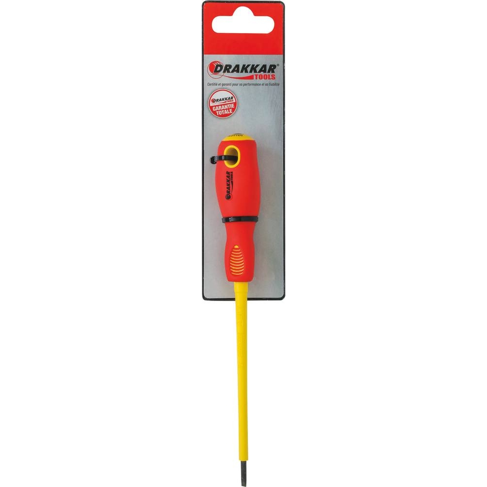 Tournevis plat 3x100mm isolé 1000V - carte DRAKKAR TOOLS - 13282