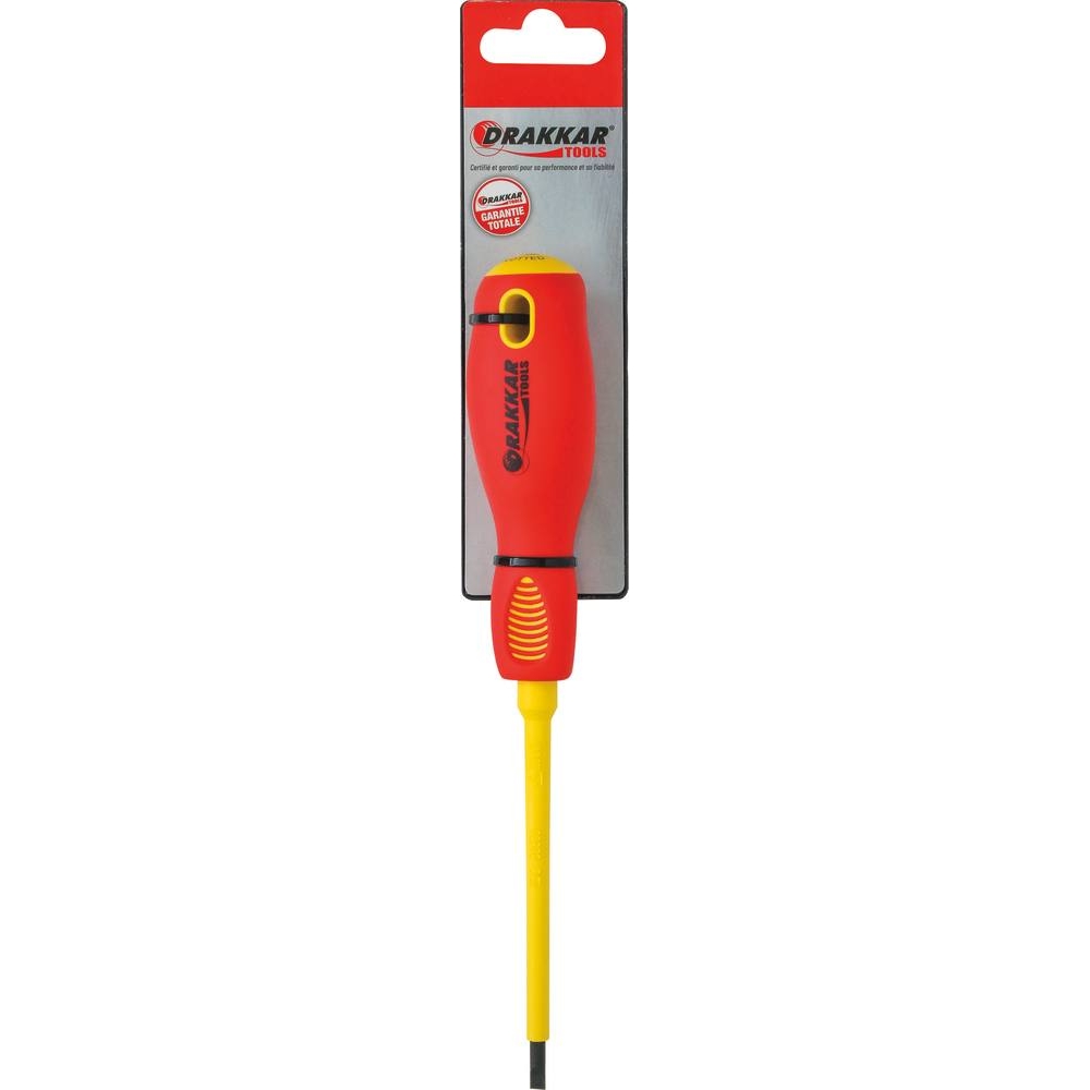 Tournevis plat 4x100mm isolé 1000V - carte DRAKKAR TOOLS - 13284