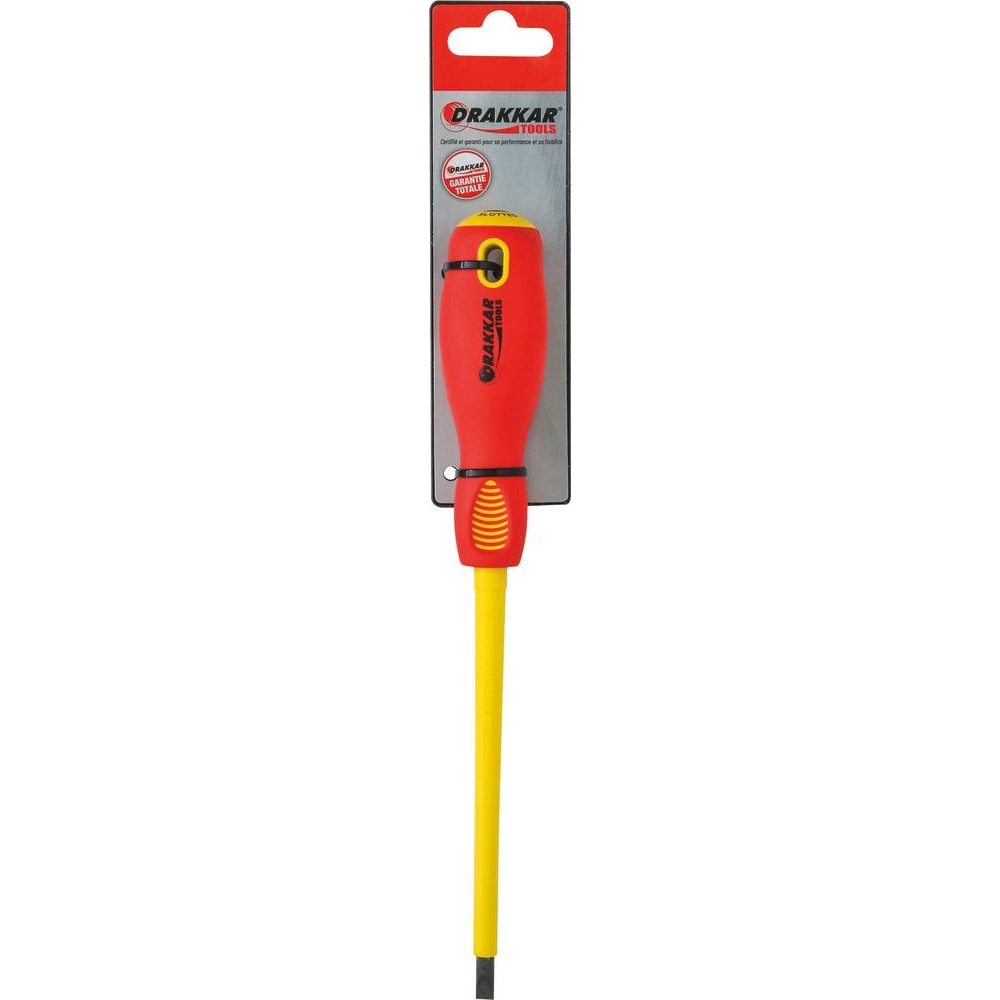 Tournevis plat 5,5x125mm isolé 1000V - carte DRAKKAR TOOLS - 13286