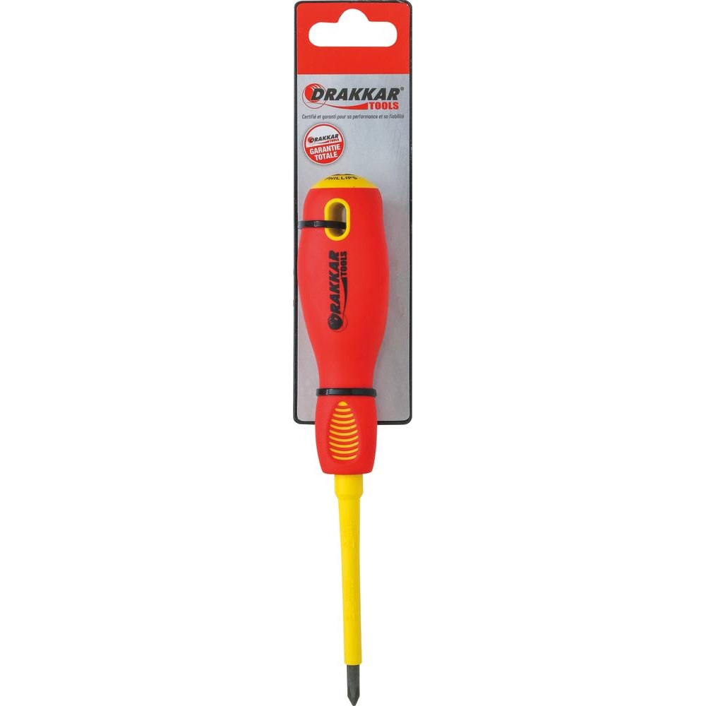 Tournevis Phillips PH1 80mm isolé 1000V - carte DRAKKAR TOOLS - 13290