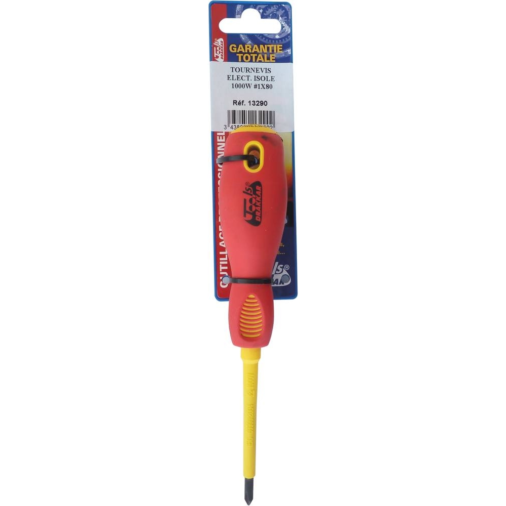 Tournevis Phillips PH1 80mm isolé 1000V - carte DRAKKAR TOOLS - 13290