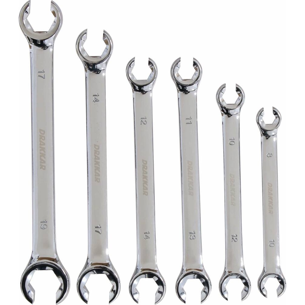 Clés à tuyauter de 8x10 à 17x19mm - pochette de 6 pcs DRAKKAR TOOLS - 13531