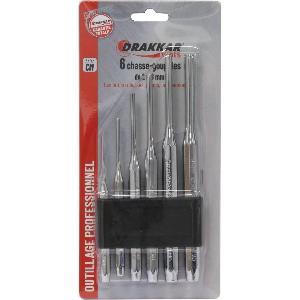 Chasse-goupilles 2-3-4-5-6-8mm de 115 à 180mm - de 6 pcs DRAKKAR TOOLS - 13537