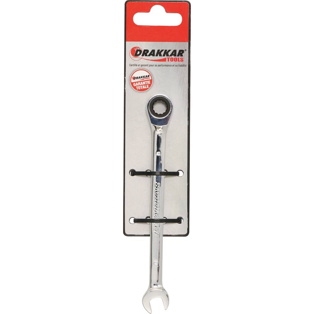 Clé mixte droite à cliquet de 8mm 72 dents - carte DRAKKAR TOOLS - 13686