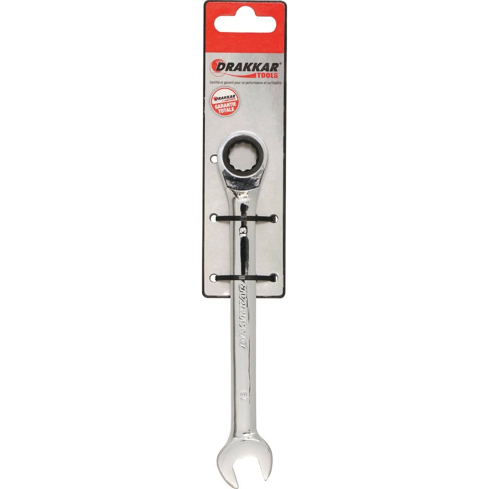 Clé mixte droite à cliquet de 13mm 72 dents - carte DRAKKAR TOOLS - 13689
