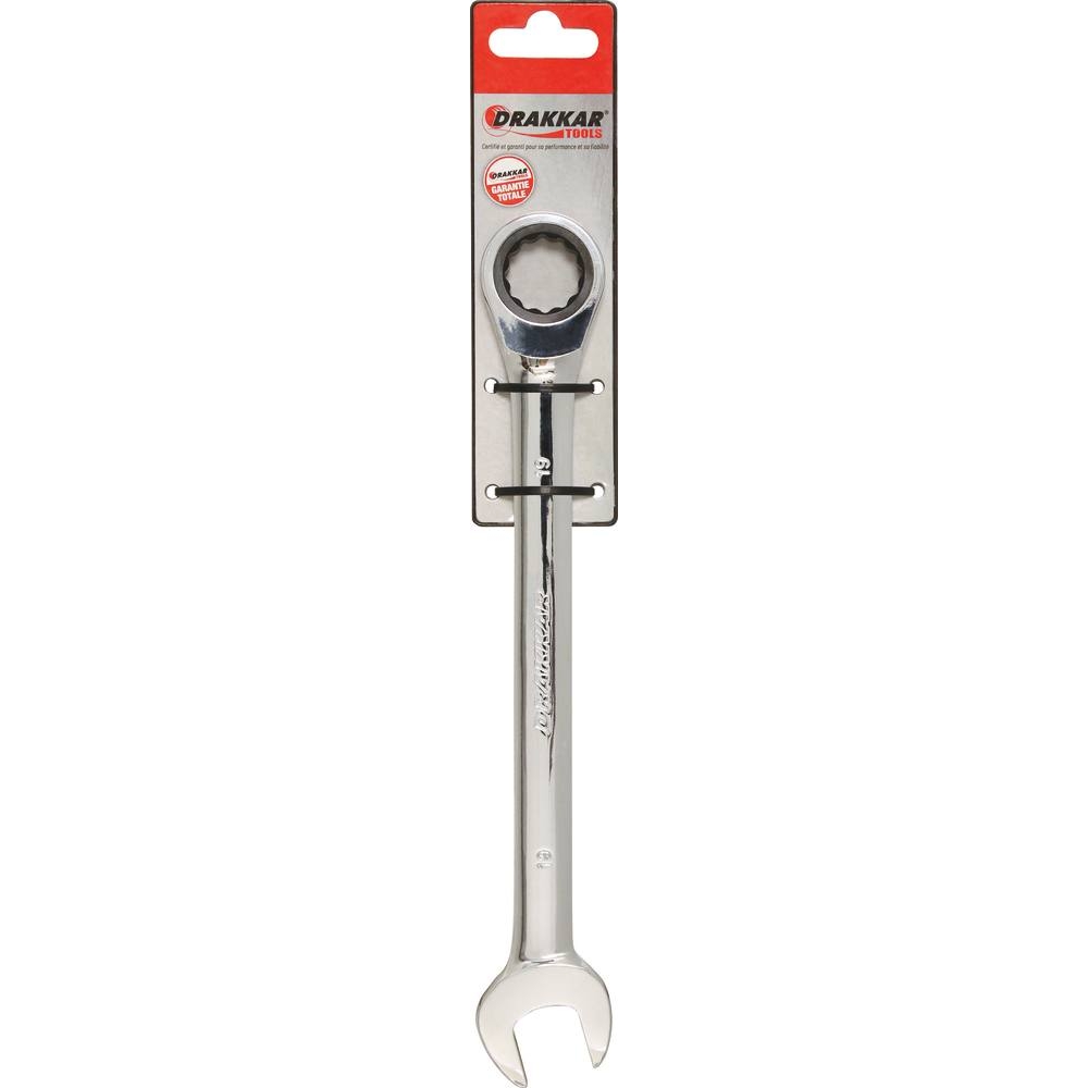 Clé mixte droite à cliquet de 19mm 72 dents - carte DRAKKAR TOOLS - 13691