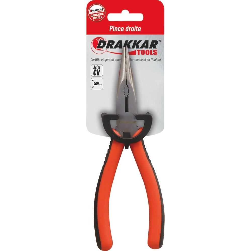 Pince droite 160mm demi-ronde bi-matière - carte DRAKKAR TOOLS - 13735