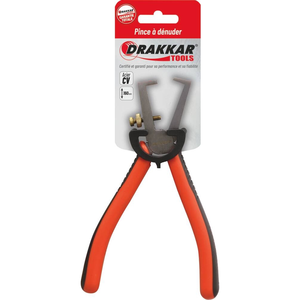 Pince à dénuder 160mm bi-matière - carte DRAKKAR TOOLS - 13808