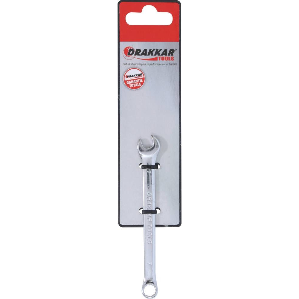 Clé mixte de 7mm full polish - carte DRAKKAR TOOLS - 13857