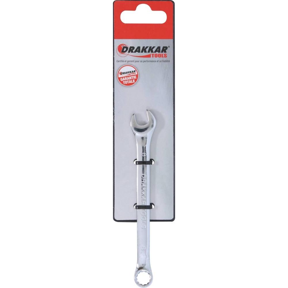Clé mixte de 8mm full polish - carte DRAKKAR TOOLS - 13859