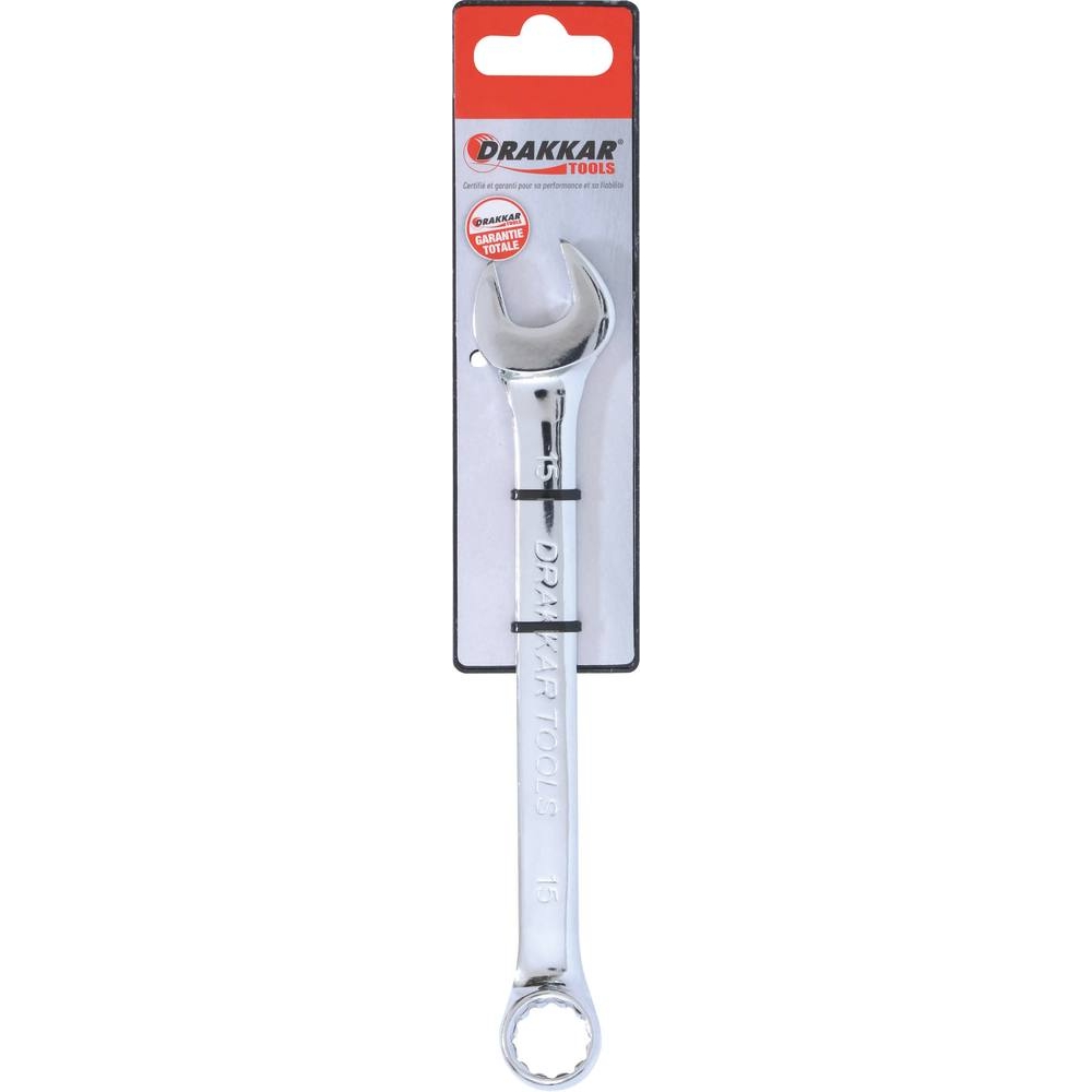 Clé mixte de 15mm full polish - carte DRAKKAR TOOLS - 13873
