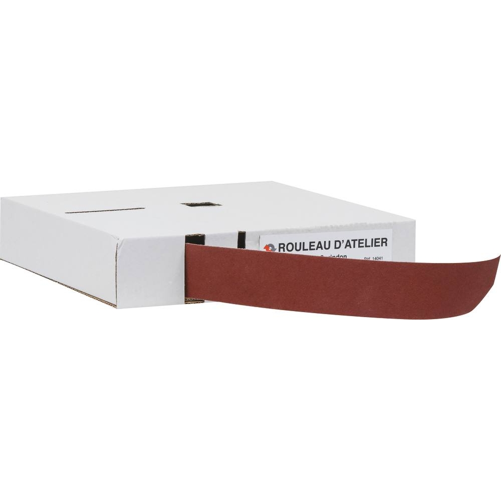 Rouleau d'atelier papier abrasif P80 38mmx25m - boîte distributrice KARBOSAN - 14041